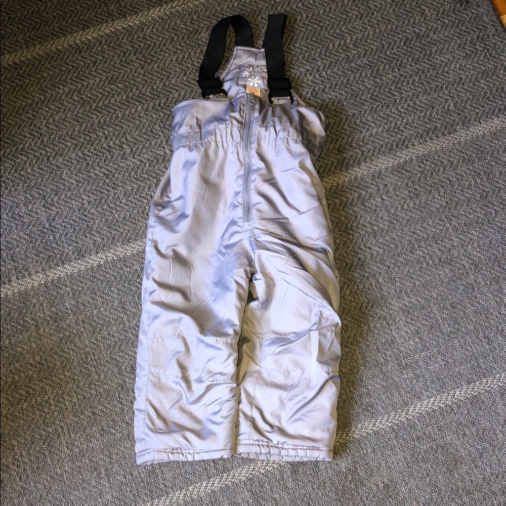 Joe Fresh Light Gray Kids Snow Overalls pants with Black Straps